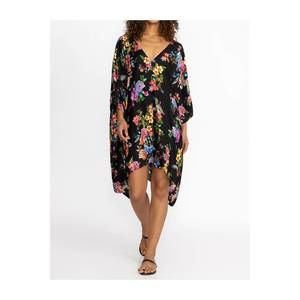 NEW JOHNNY WAS sognatore nero high low kaftan cover up in nero multi